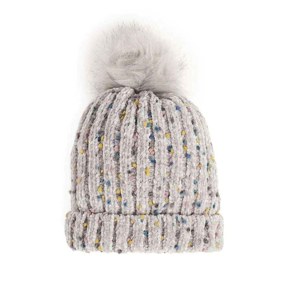 COCO & CARMEN SPECKLED CHENILLE HAT CEMENT