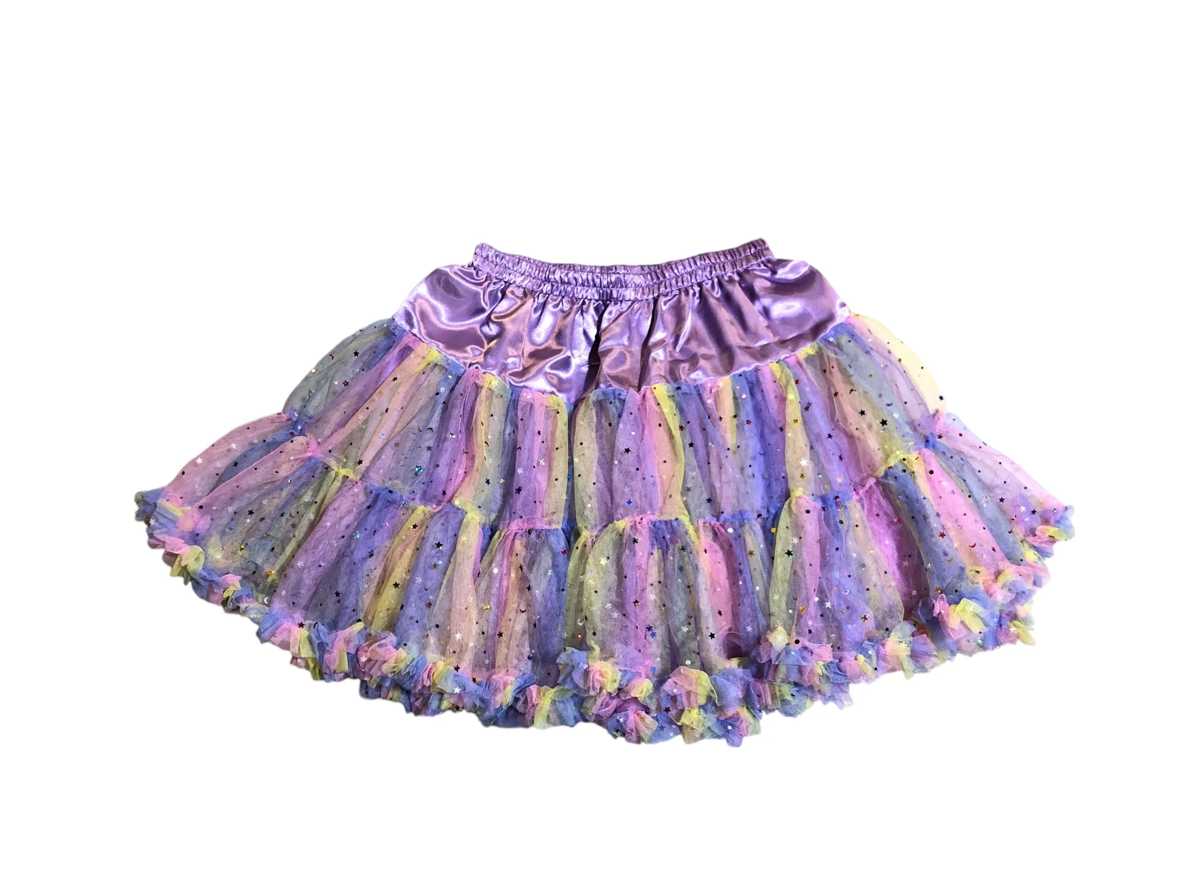 Cotton Candy Rainbow Glitter Sheer Tutu Skirt