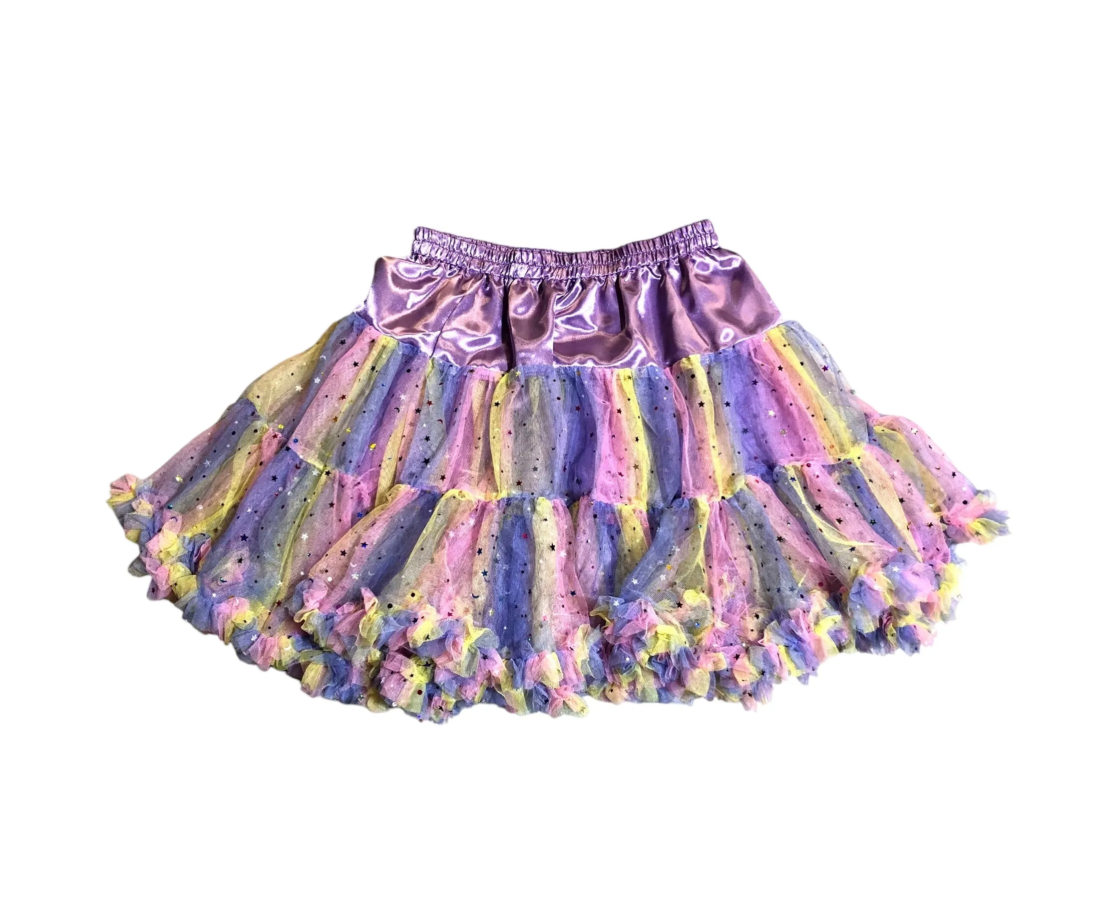 Cotton Candy Rainbow Glitter Sheer Tutu Skirt