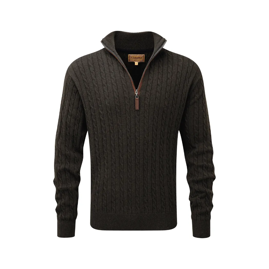 Cotton Cashmere Cable 1/4 Zip Jumper