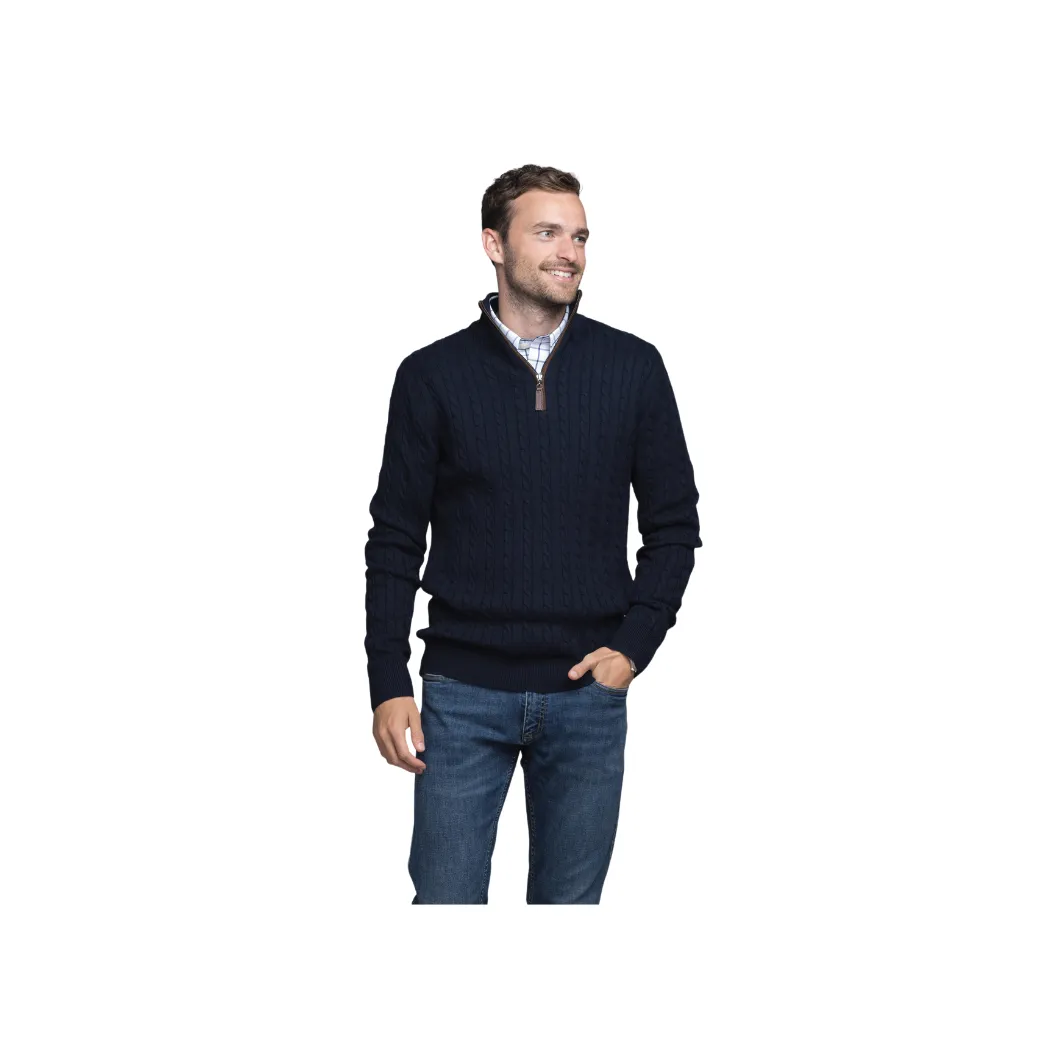 Cotton Cashmere Cable 1/4 Zip Jumper