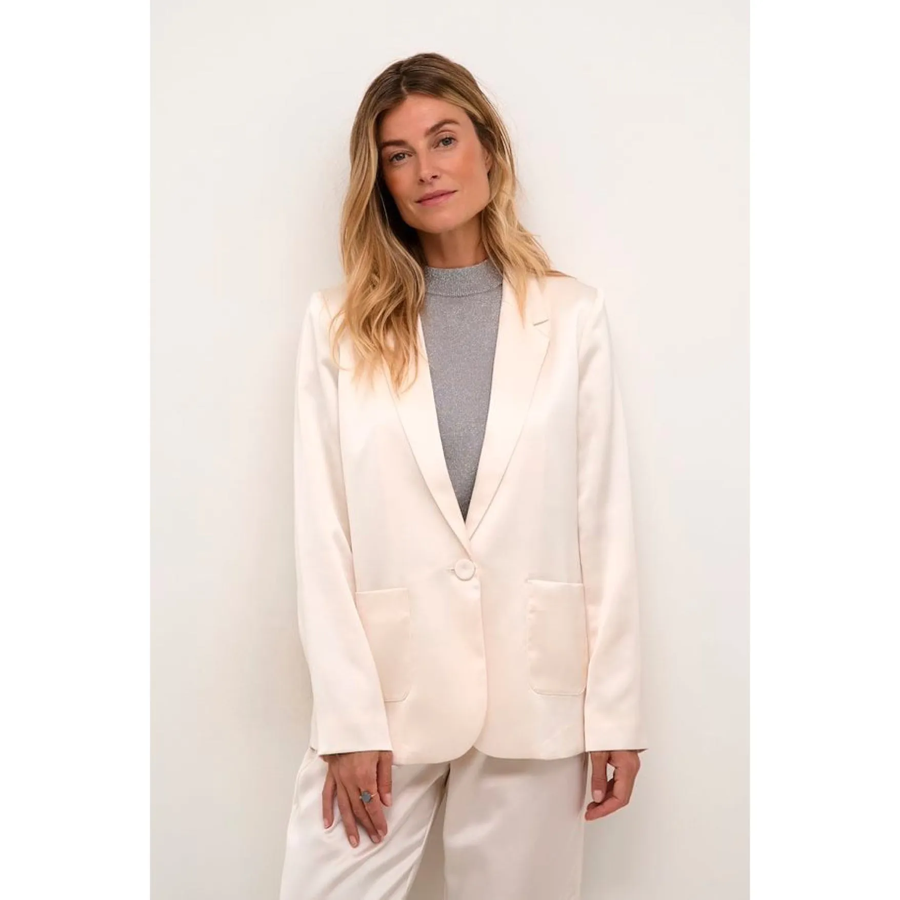 Cream Cocamia Sateen Blazer