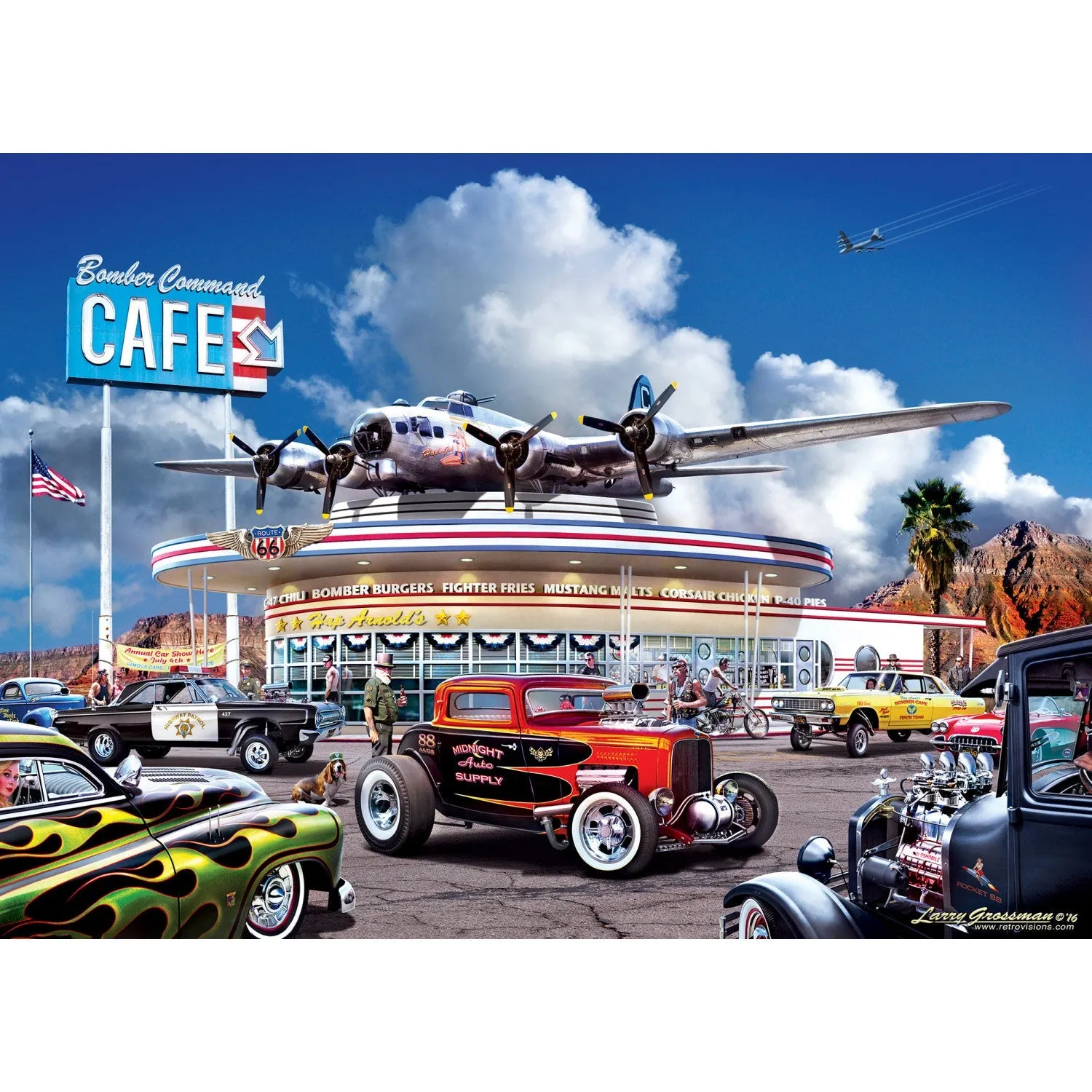 Cruisin' Route 66 - Bomber Command Cafe 1000 Piece Jigsaw Puzzle