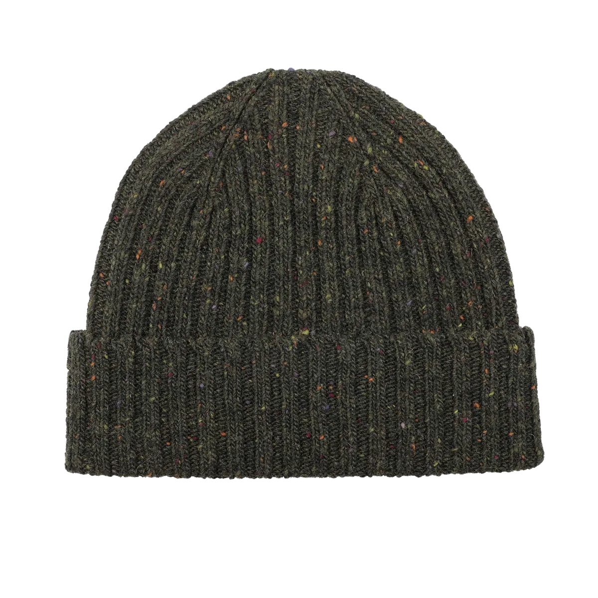 Dark Green Melange Wool Donegal Beanie