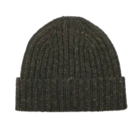 Dark Green Melange Wool Donegal Beanie