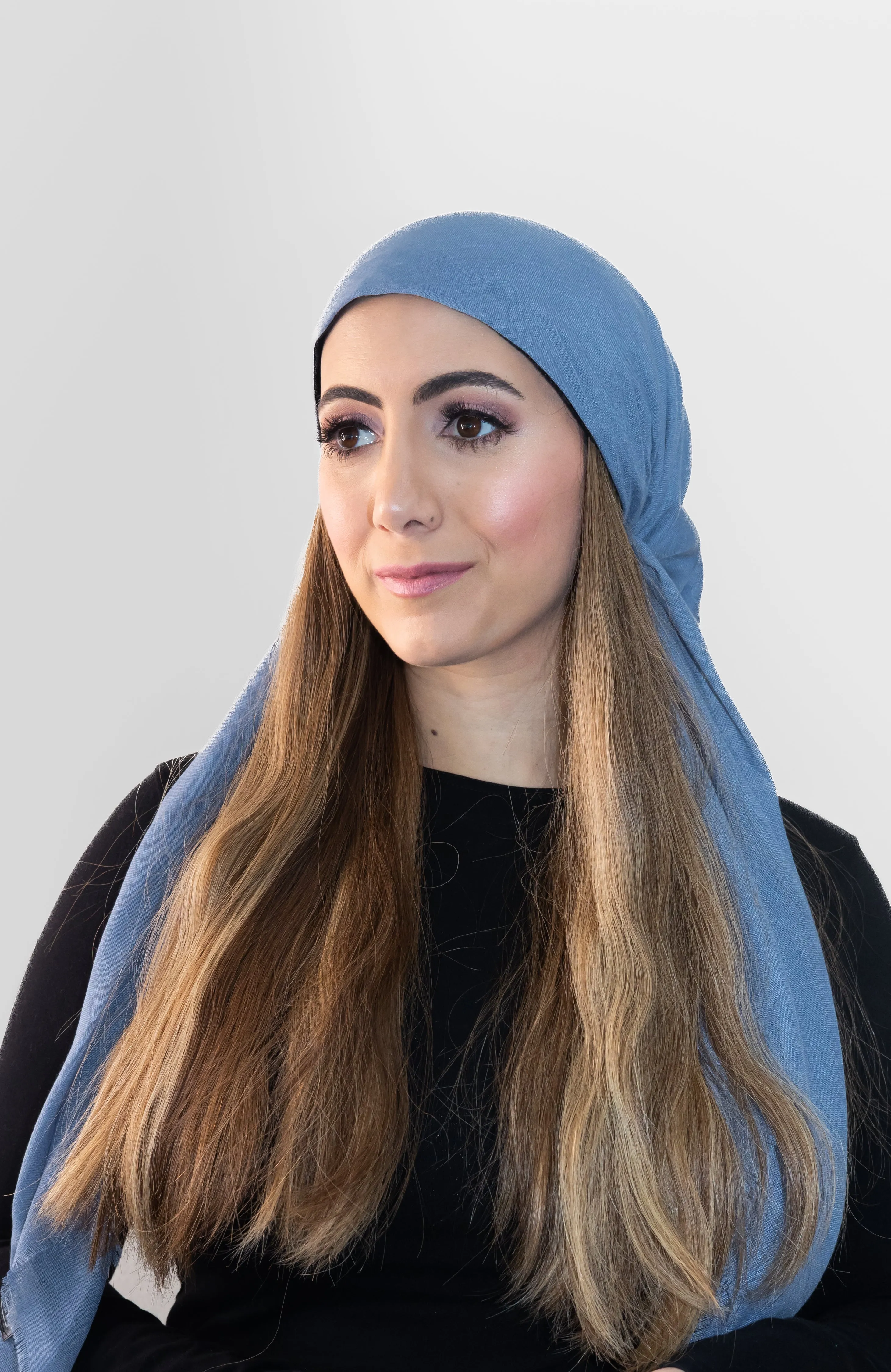 Denim Solid Fringe Head Scarf