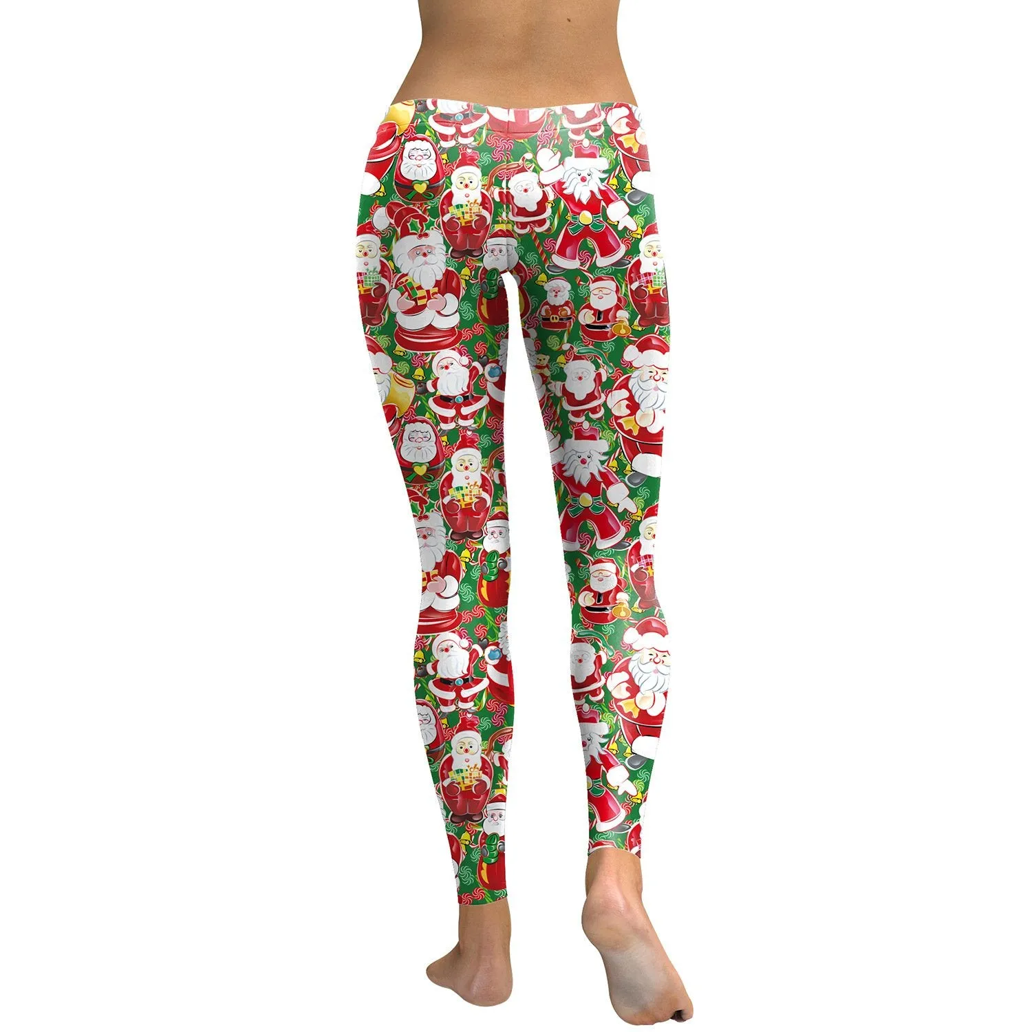 Digital Santa Claus Print Women Skinny Christmas Legging Pants