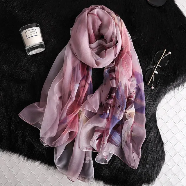 Fashion Silk Scarf Printed Bandana Shawl #LS-1