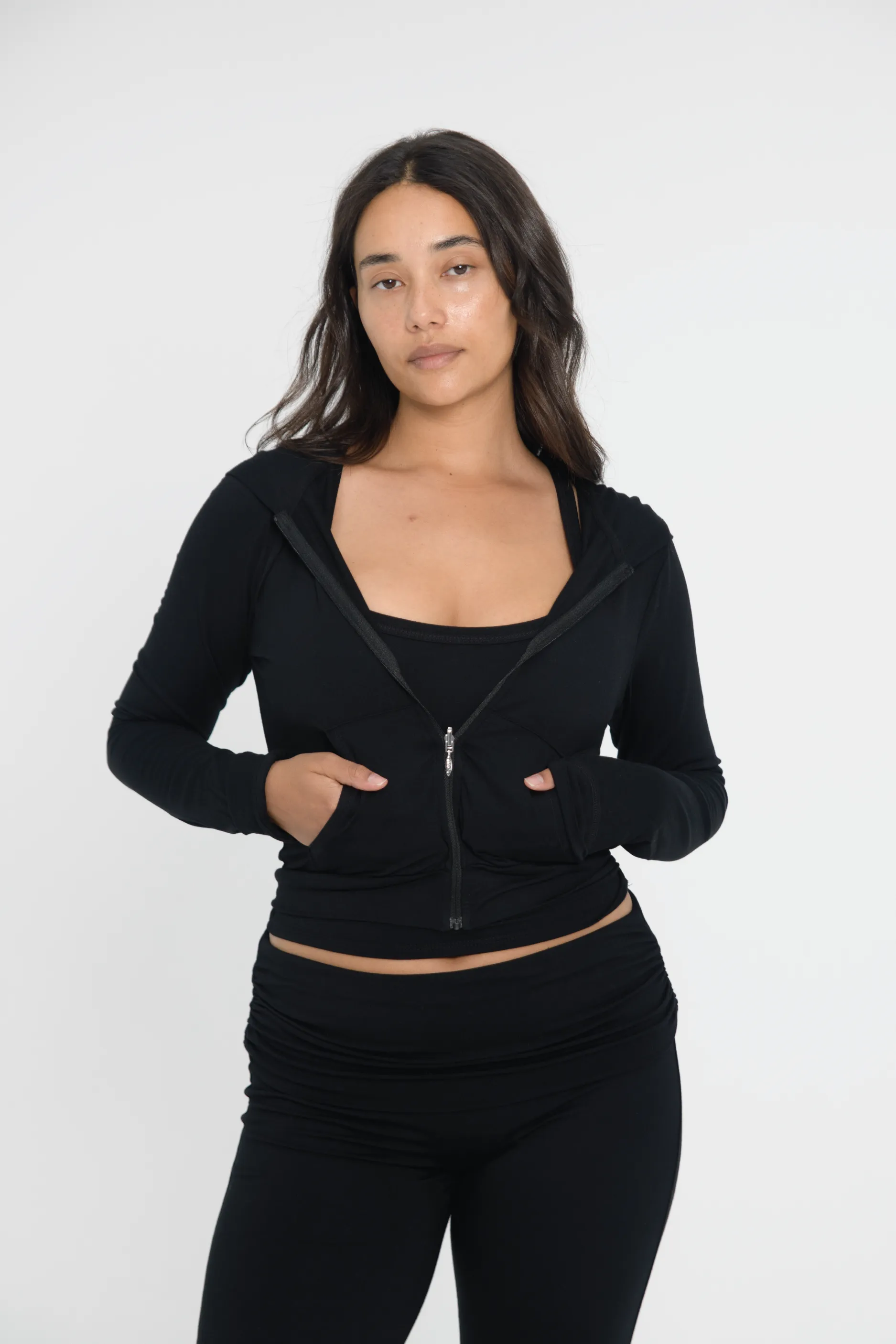 Fitted Zip Up Jacket - Black