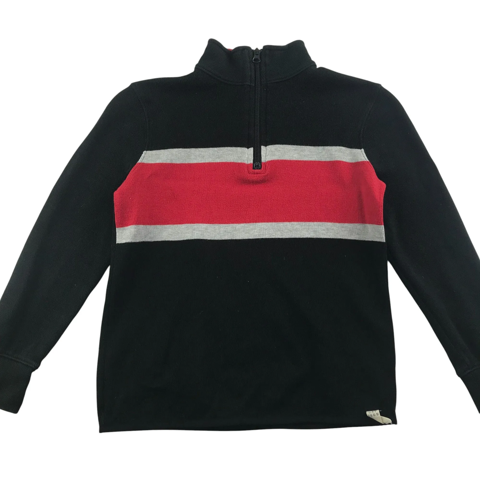 GAP jumper 8-9 years black and red panelled mock neck cotton