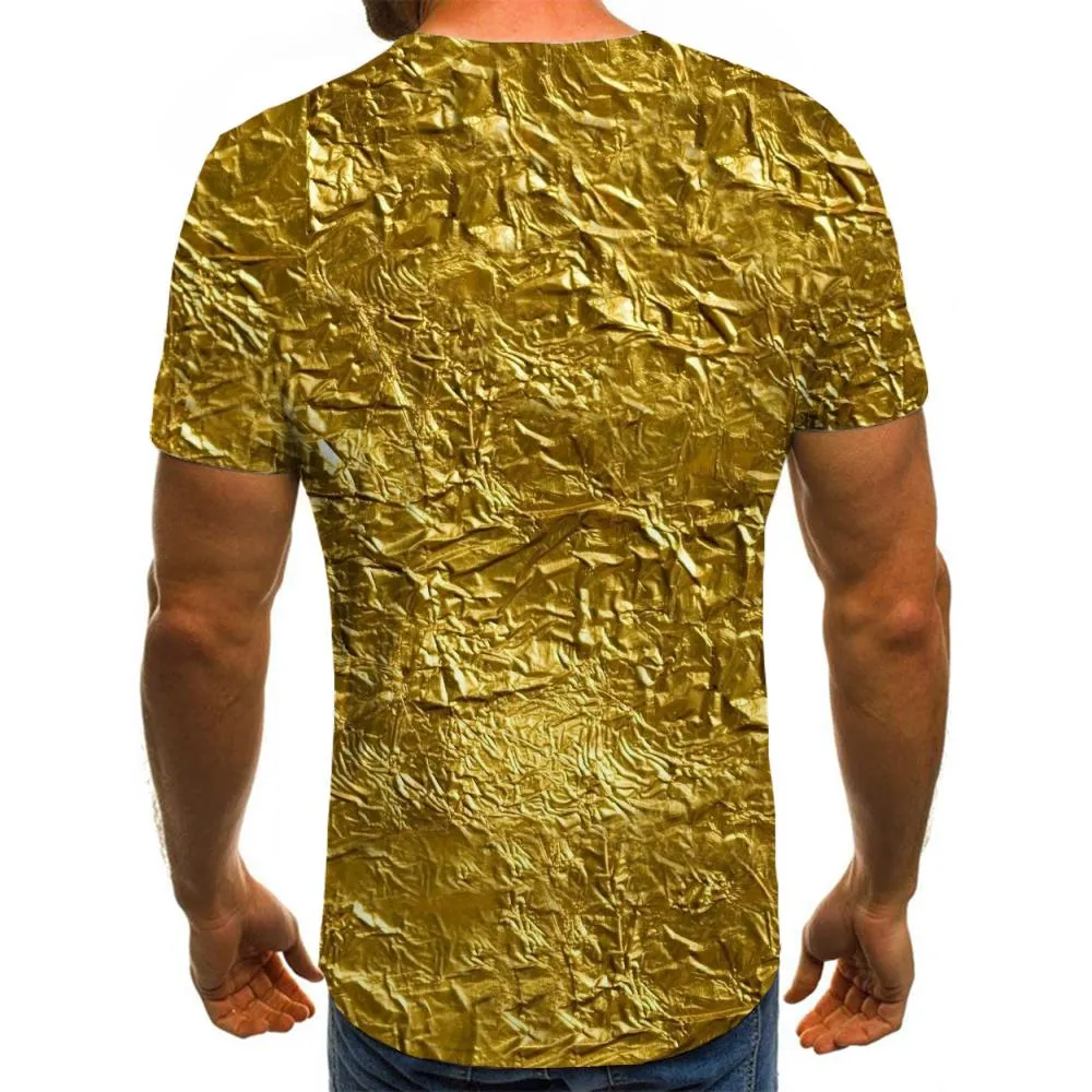 Gold foil texture t shirts 3D tshirt special texture different men Cool art costume