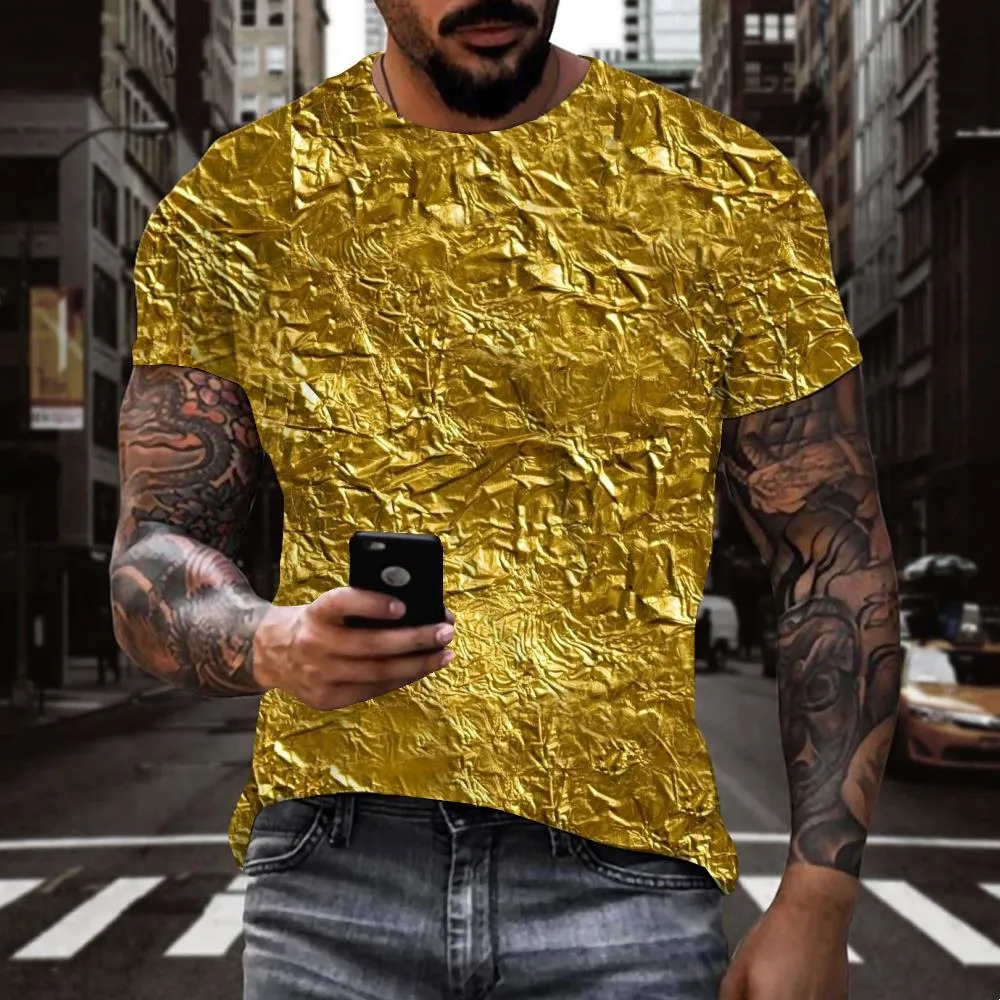 Gold foil texture t shirts 3D tshirt special texture different men Cool art costume