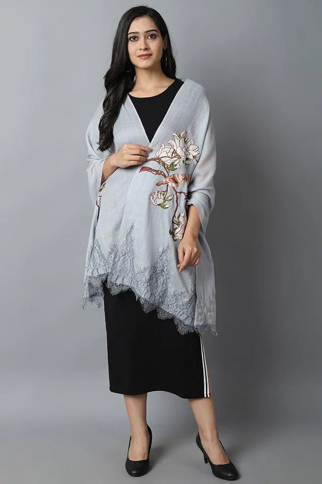 Gray Bird Pashmina- Cashmere Stole