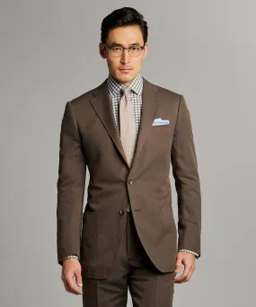 Herringbone Linen Sack Suit Jacket in Brown