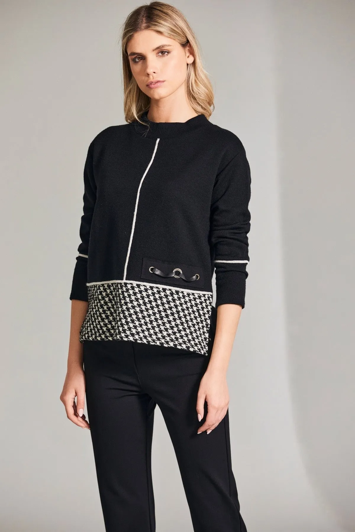 Herringbone Trim Knit Jumper