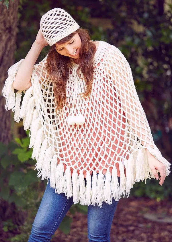 Hippie Boho Poncho & Cap Crochet Pattern