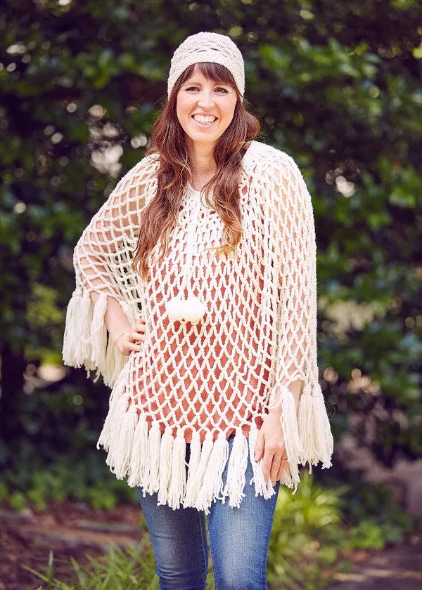 Hippie Boho Poncho & Cap Crochet Pattern