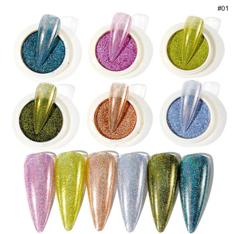 Holographic Glitter Chrome Powder Set 6pcs