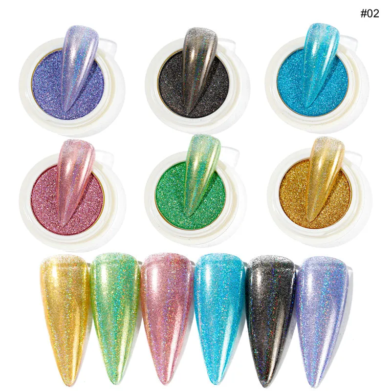 Holographic Glitter Chrome Powder Set 6pcs