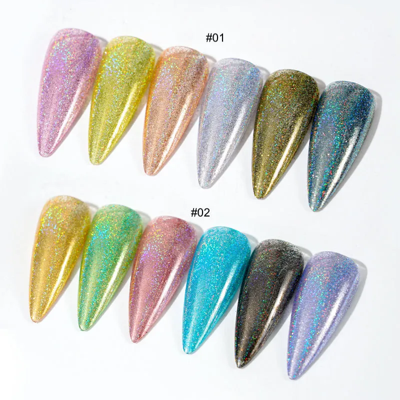 Holographic Glitter Chrome Powder Set 6pcs