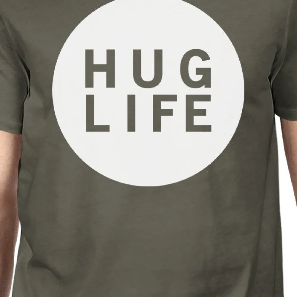 Hug Life Men's Dark Grey T-shirt Crew Neck Graphic Tee For Men