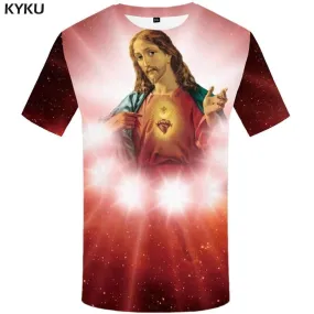 Jesus T-shirts Men Galaxy Space Tshirt Anime Colorful T-shirt 3d Red Tshirts Print Harajuku T shirts Funny Mens Clothing Hip hop