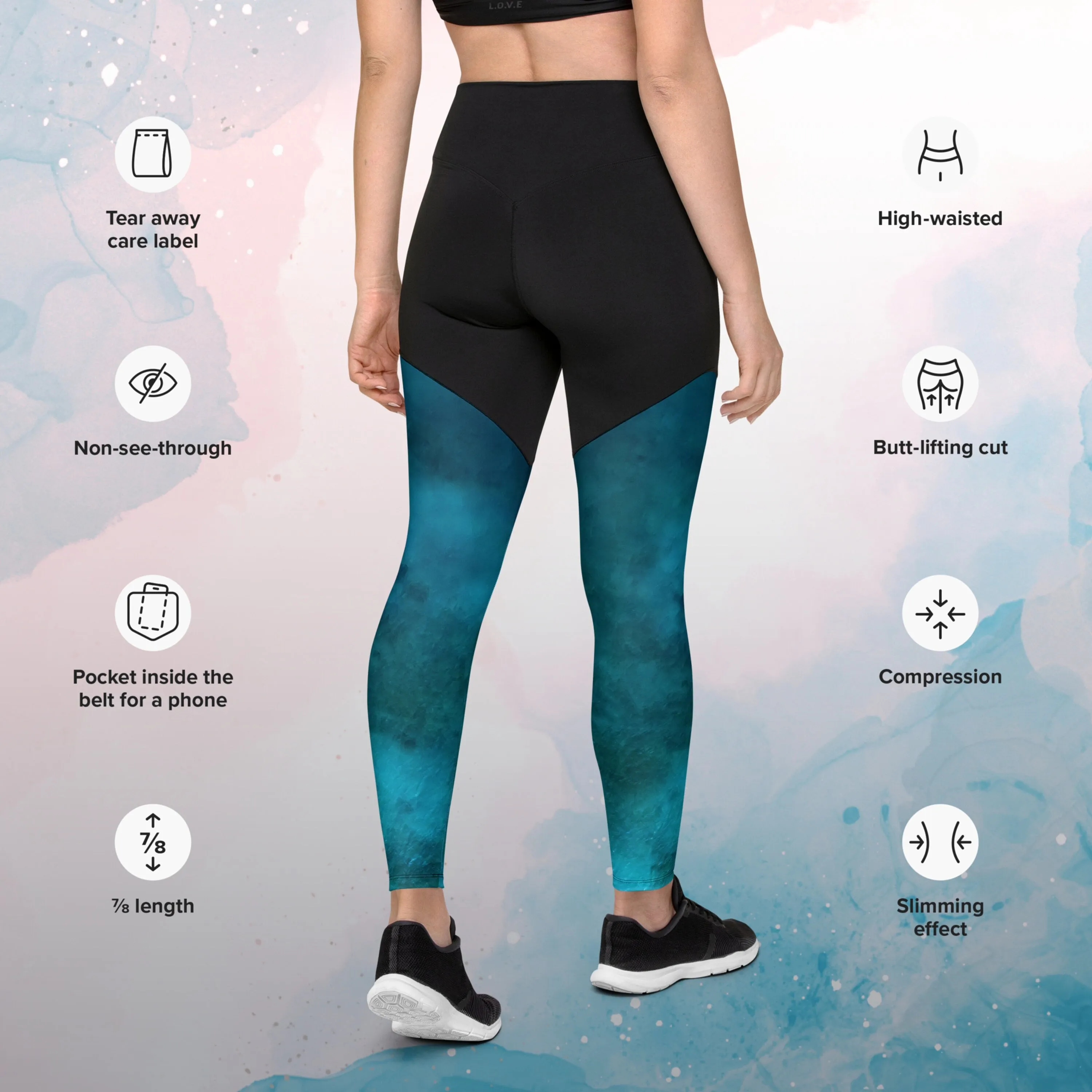 Jewel Blue Toned Womens Compression Sports Leggings