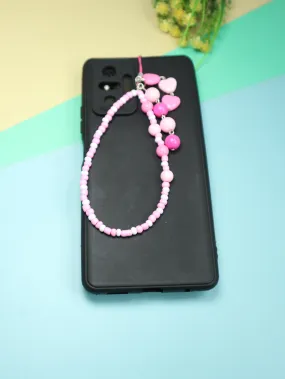 Kamule Pink & White Beaded Phone Charm