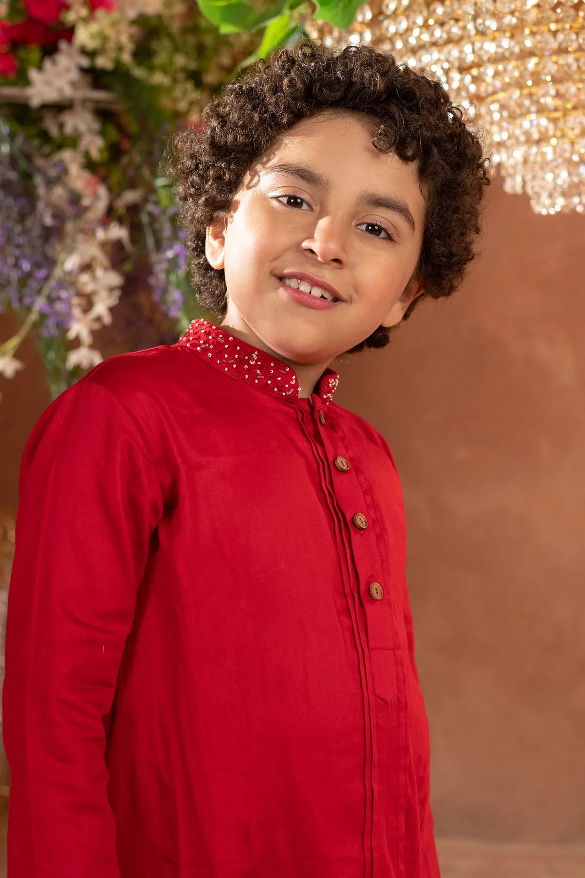 Kian -
 Embroidered Nehru Jacket and Vegan Silk Kurta Trouser Set