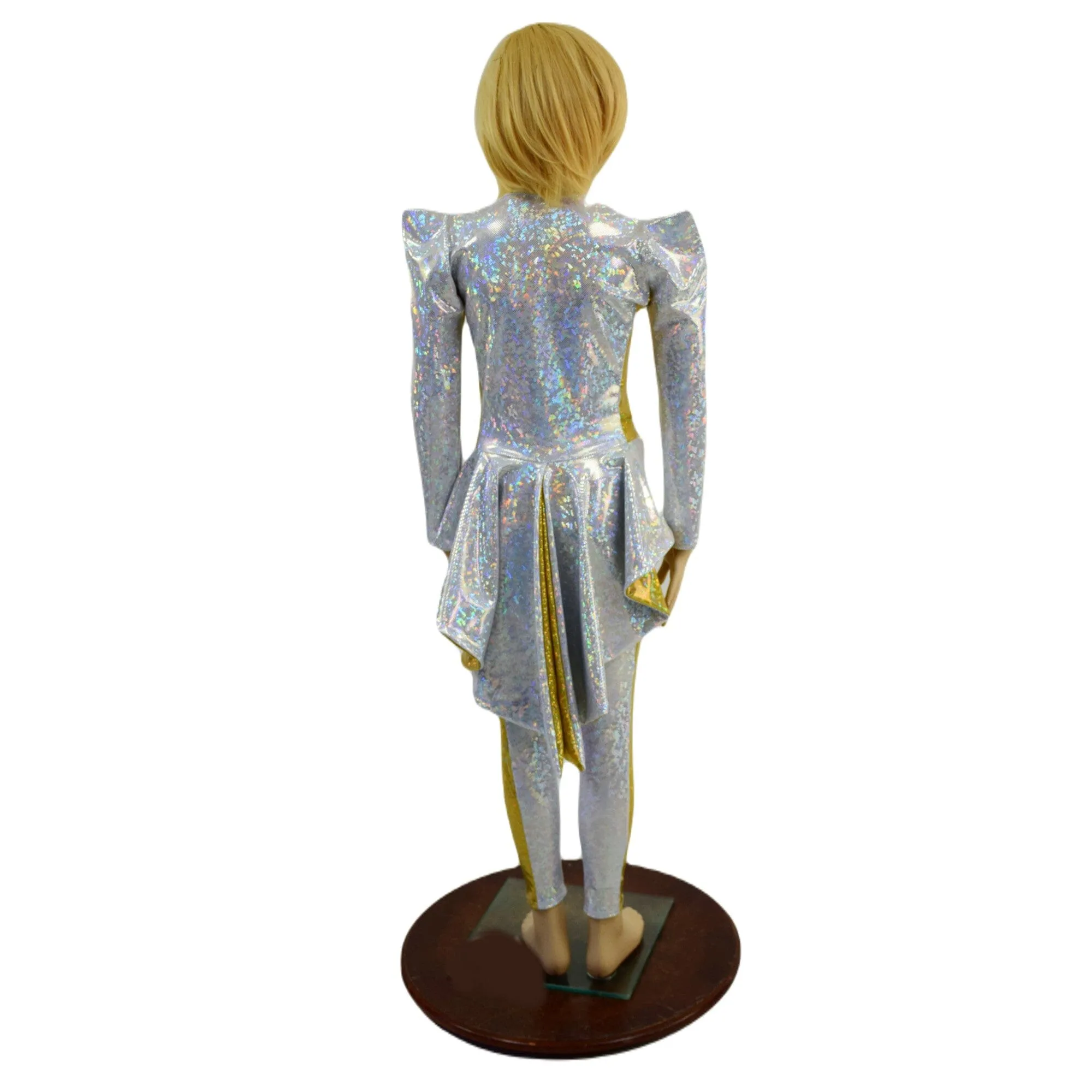 Kids 2PC Royalty Top and Leggings Outfit in Gold and White Holographic