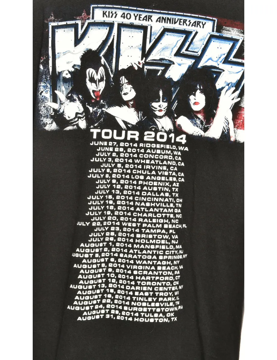 Kiss Def Leppard Print Black Band T-shirt - M