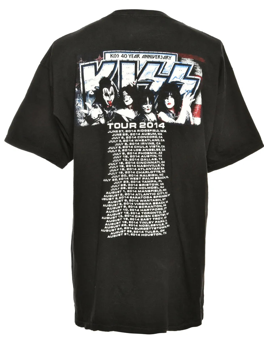 Kiss Def Leppard Print Black Band T-shirt - M