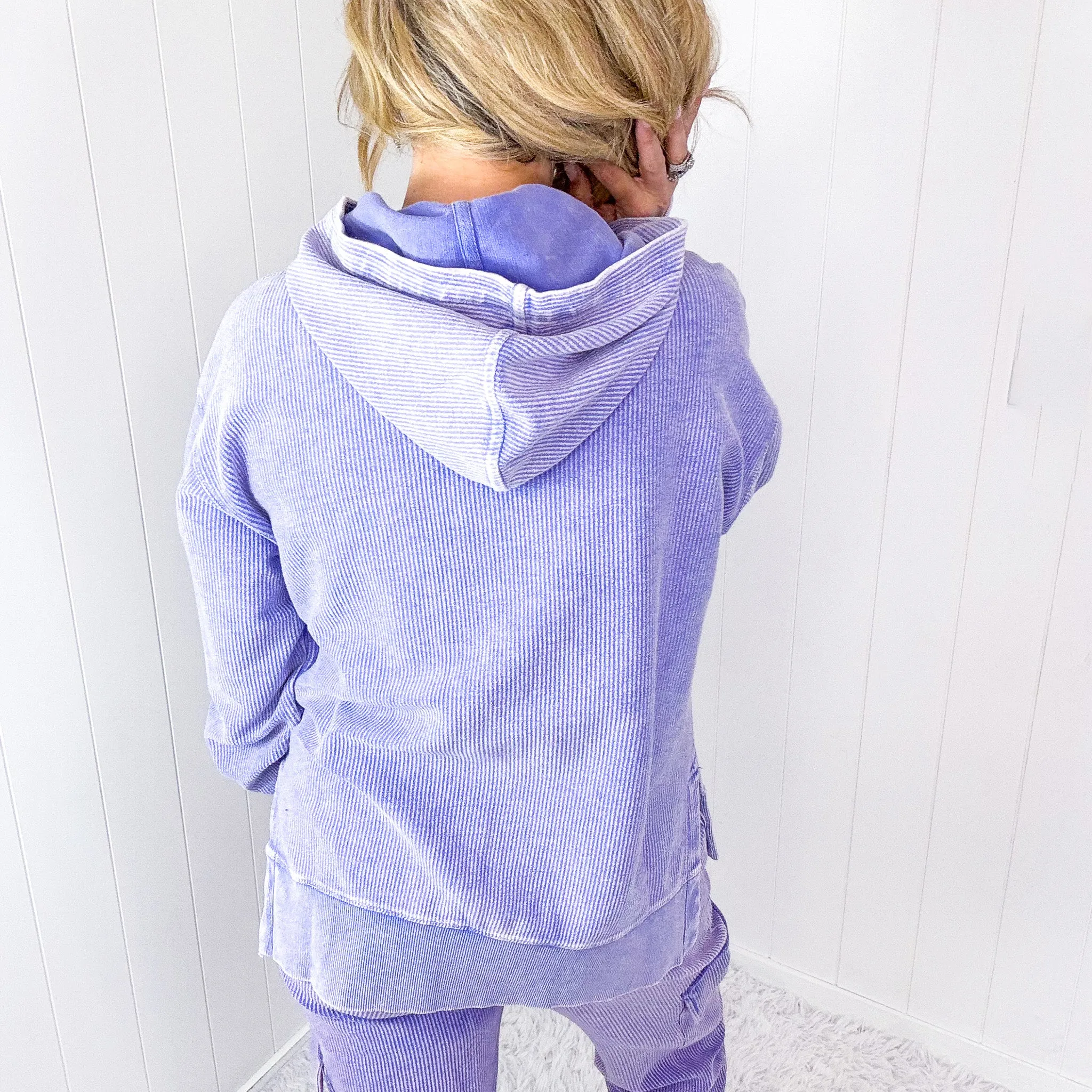 Lavender Love Luxe Snow Washed Corded Pullover Hoodie