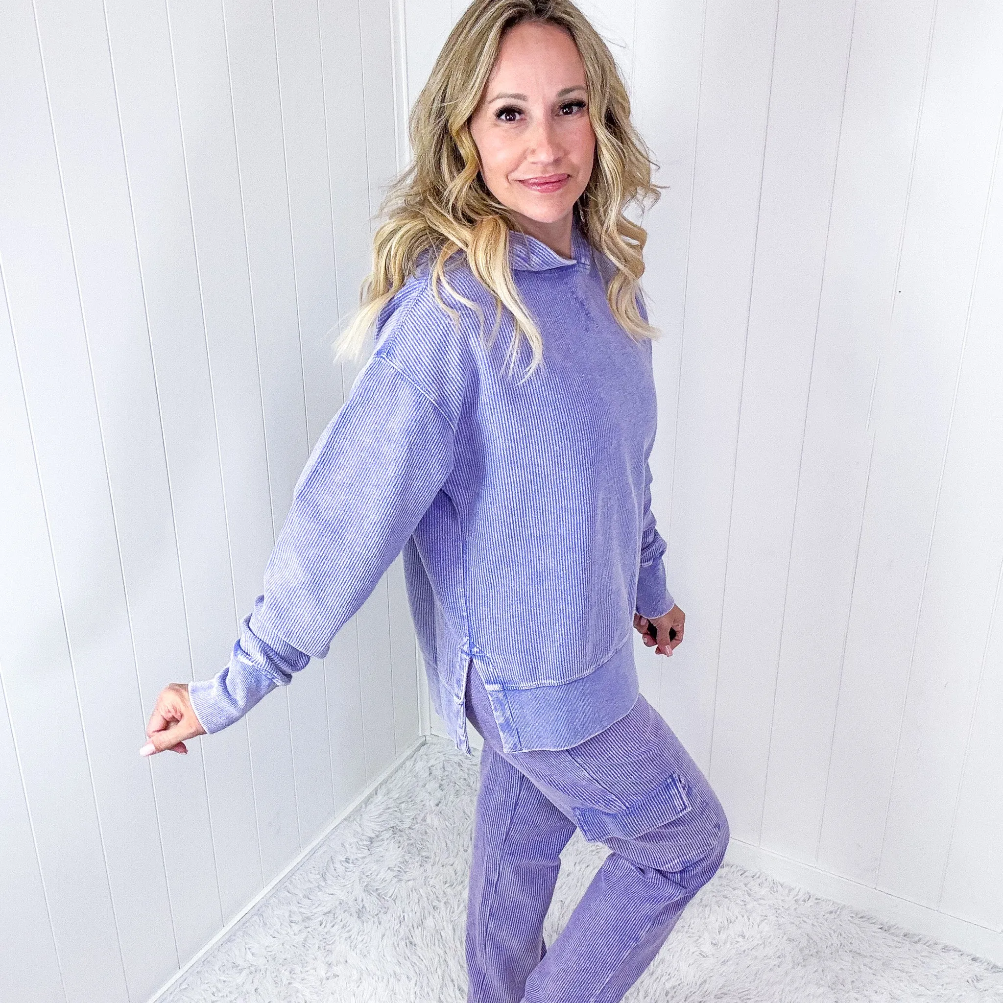 Lavender Love Luxe Snow Washed Corded Pullover Hoodie