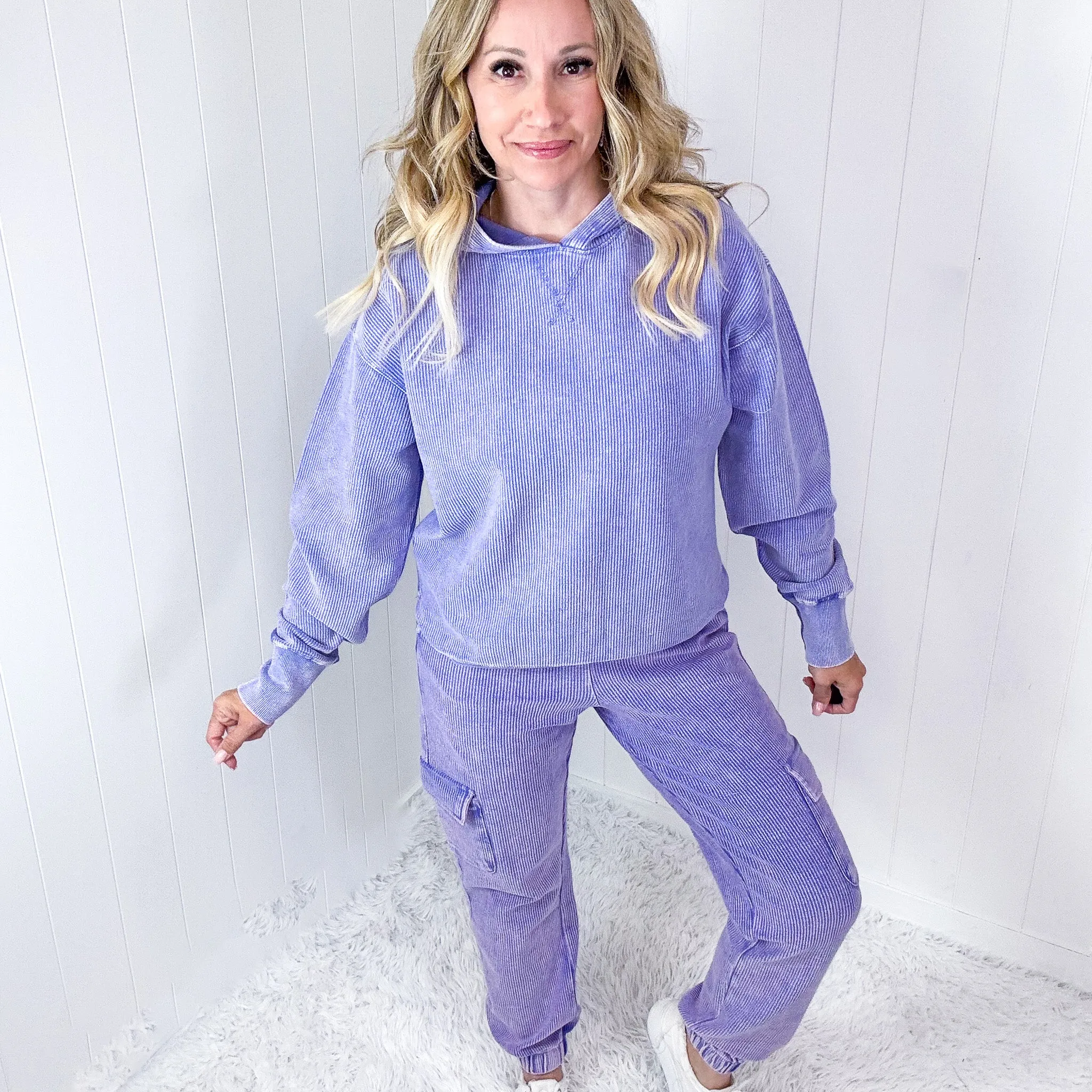 Lavender Love Luxe Snow Washed Corded Pullover Hoodie