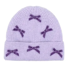 Lavender Velvet Bow Beanie