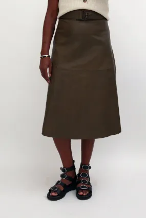 LEATHER MIDI SKIRT