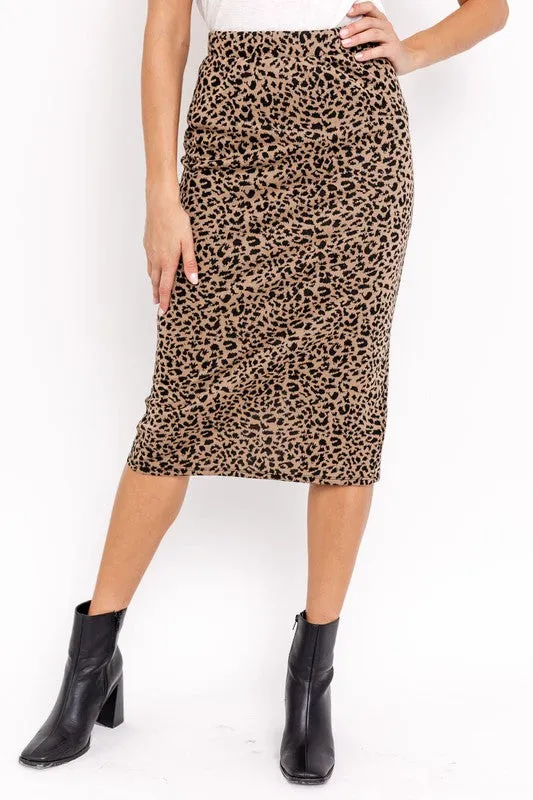 Leopard Print Midi Skirt