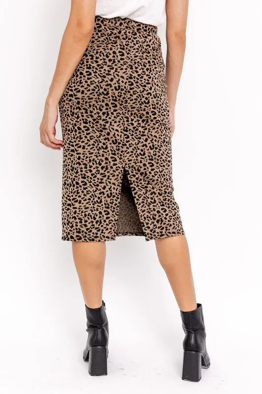 Leopard Print Midi Skirt