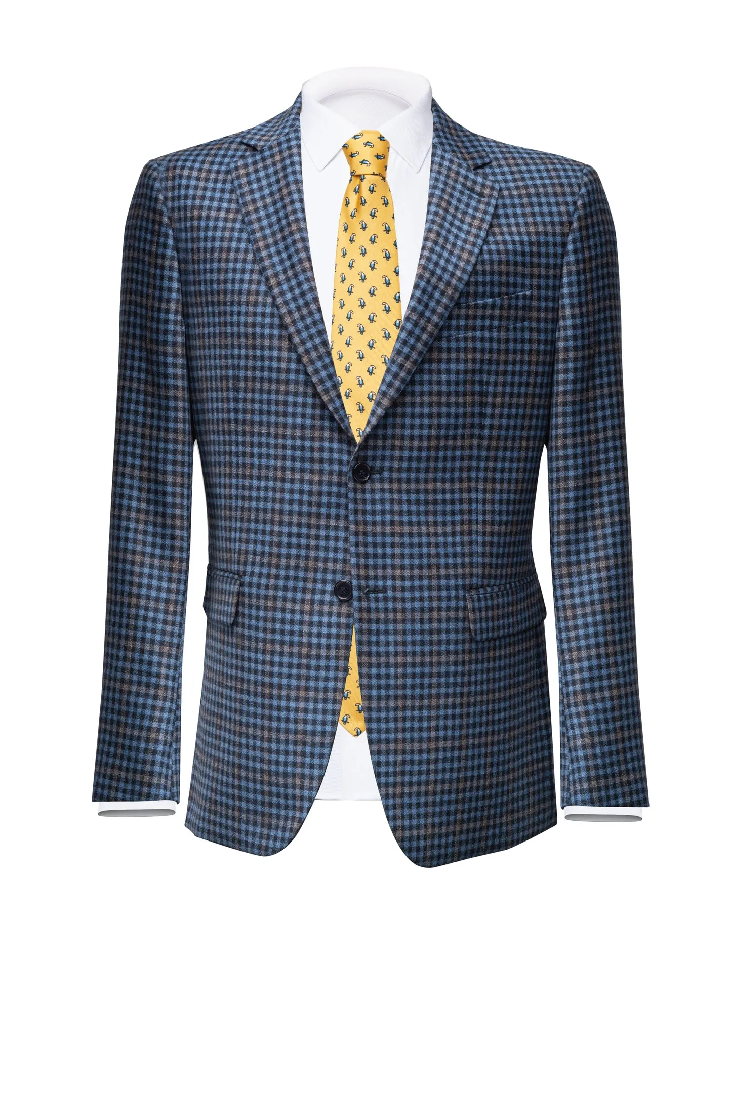 Light Blue /  Blue Pied de Poule Wool Blazer