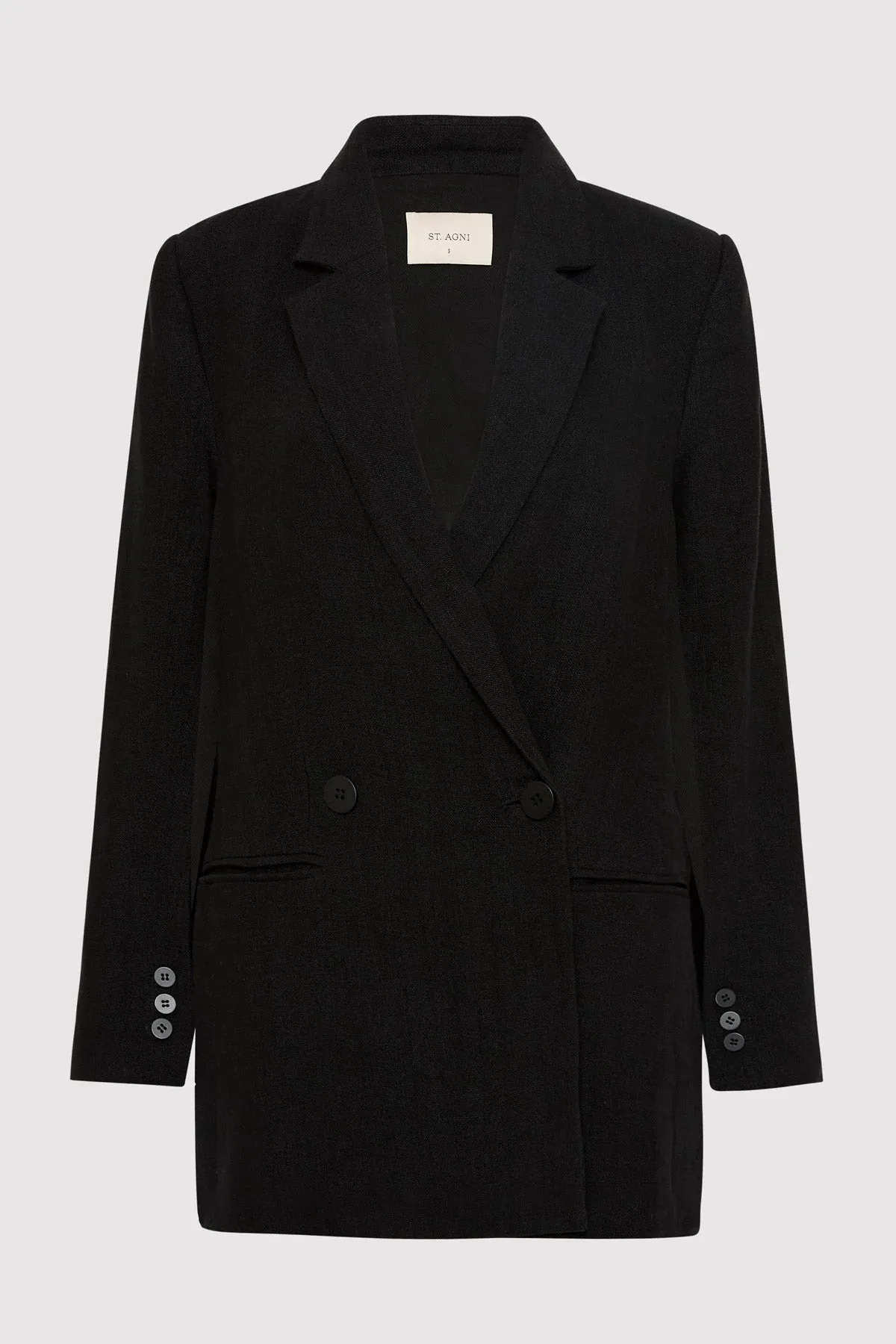 Linen Split Sleeve Blazer Black