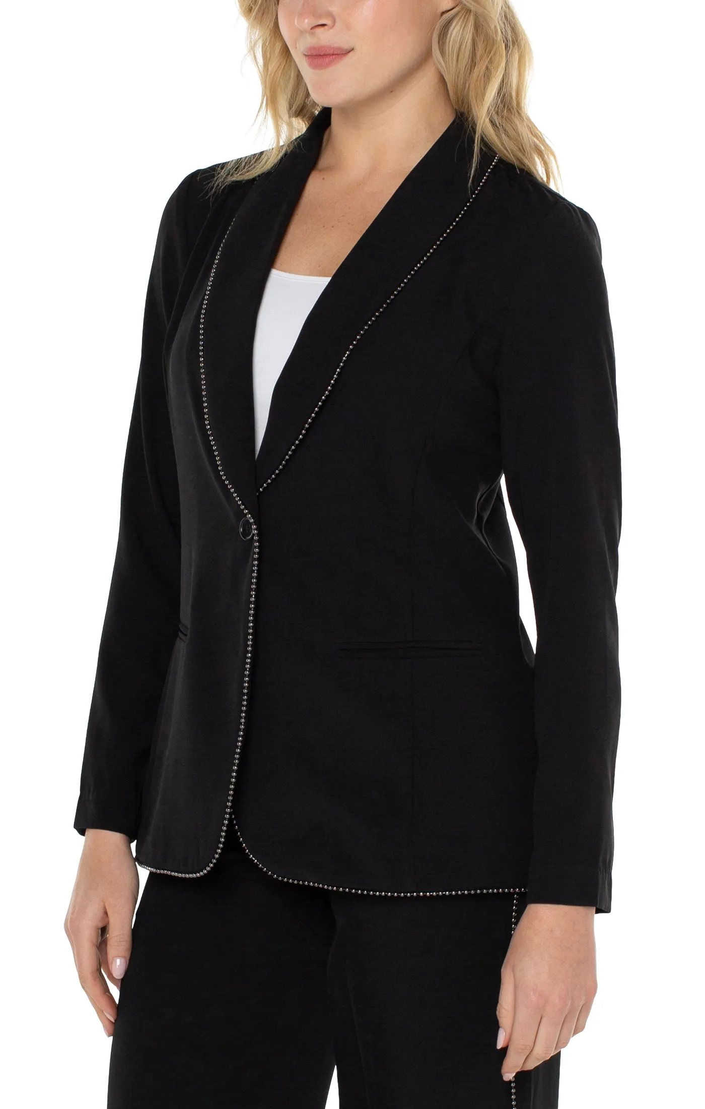 Liverpool Shawl Collar Blazer w/ Chain Trim (black)