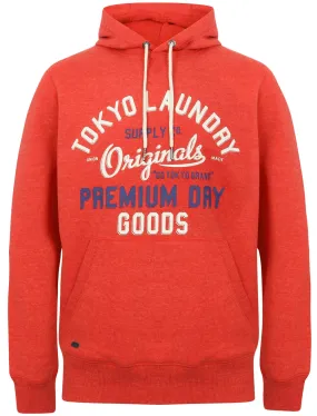 Lockwood Brush Back Fleece Pullover Hoodie In Tokyo Red Marl - Tokyo Laundry