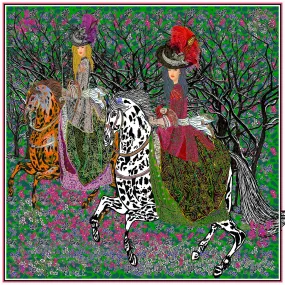 Marie Antoinette, Green, 110cm Square Silk Scarf