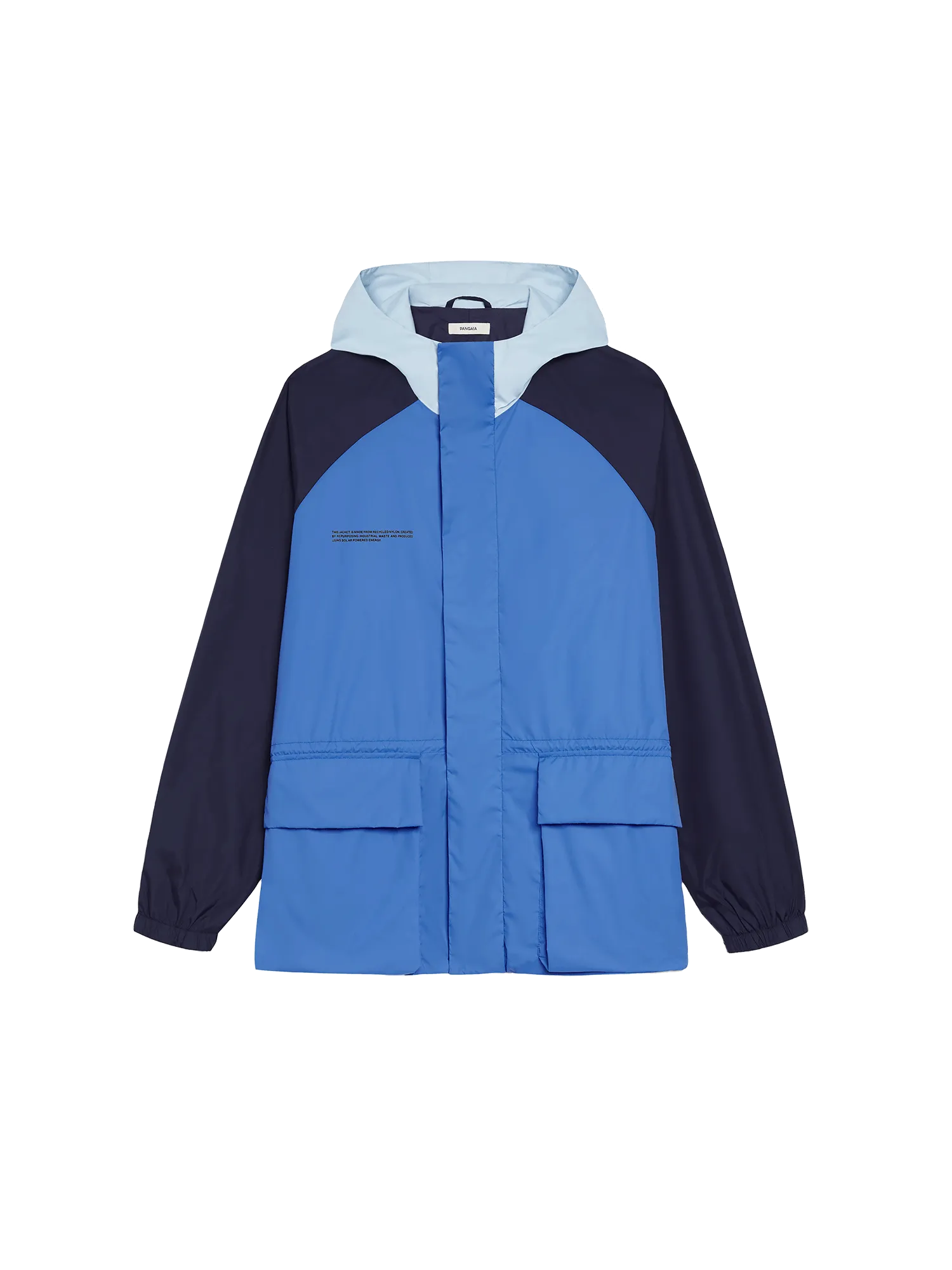 Mens Archive Recycled Nylon Color Block Jacket—cerulean blue