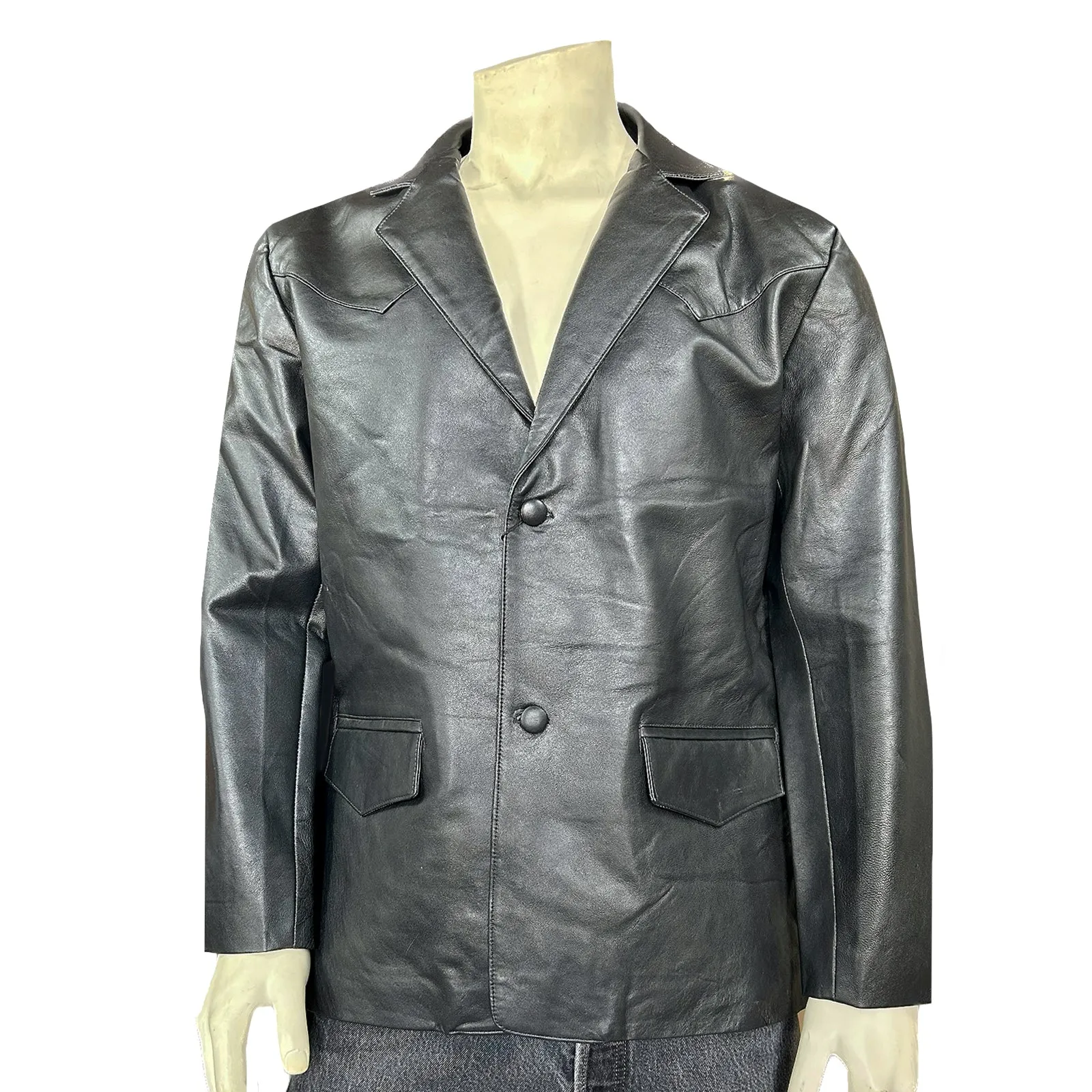 Men's Black Lamb Leather Western Blazer