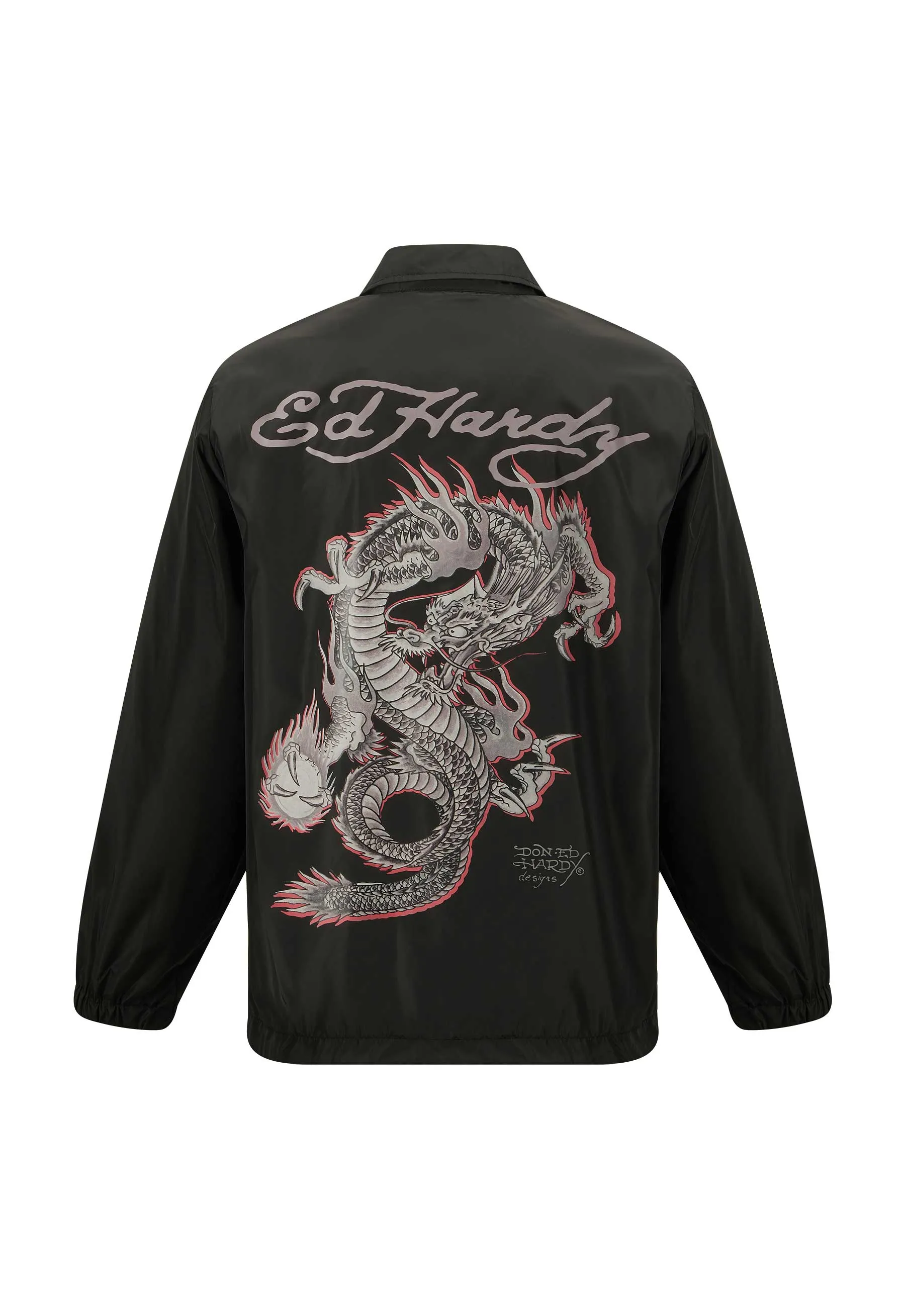 Mens Fireball Dragon Coach Jacket - Black