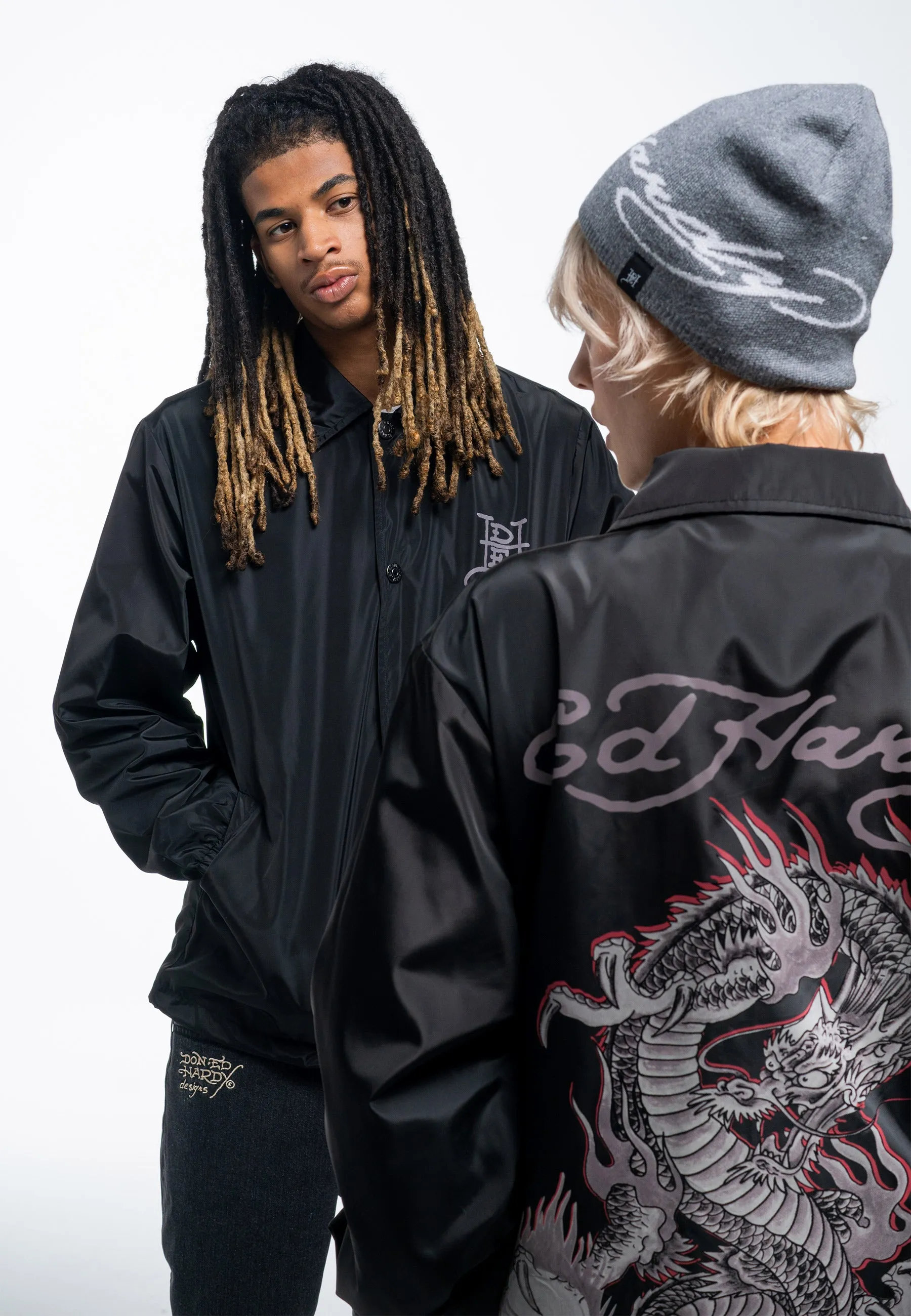 Mens Fireball Dragon Coach Jacket - Black