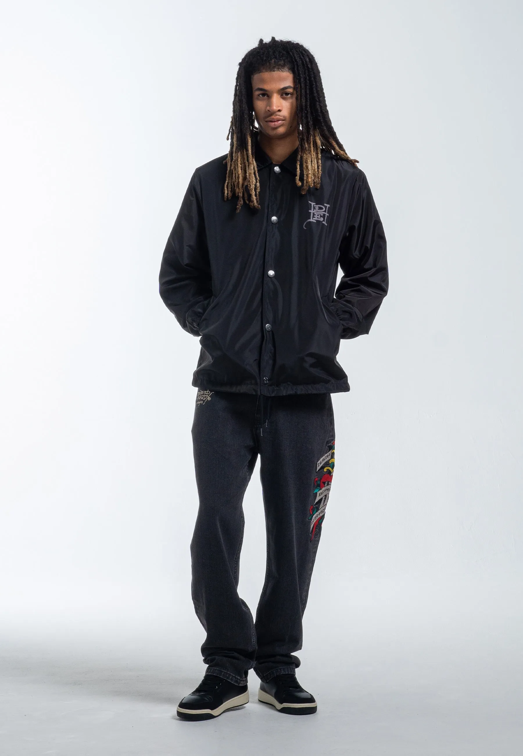 Mens Fireball Dragon Coach Jacket - Black