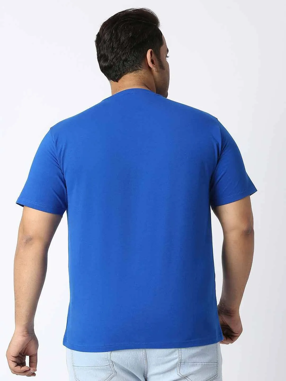 MIDNIGHT BLUE ROUND NECK COTTON LYCRA TSHIRT PLUS SIZE